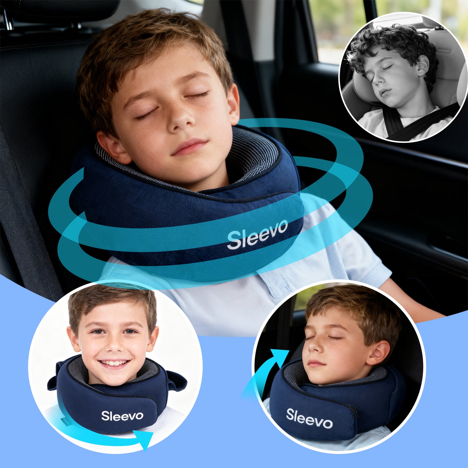Sleevo Kinder Nackenkissen mit Kapuze