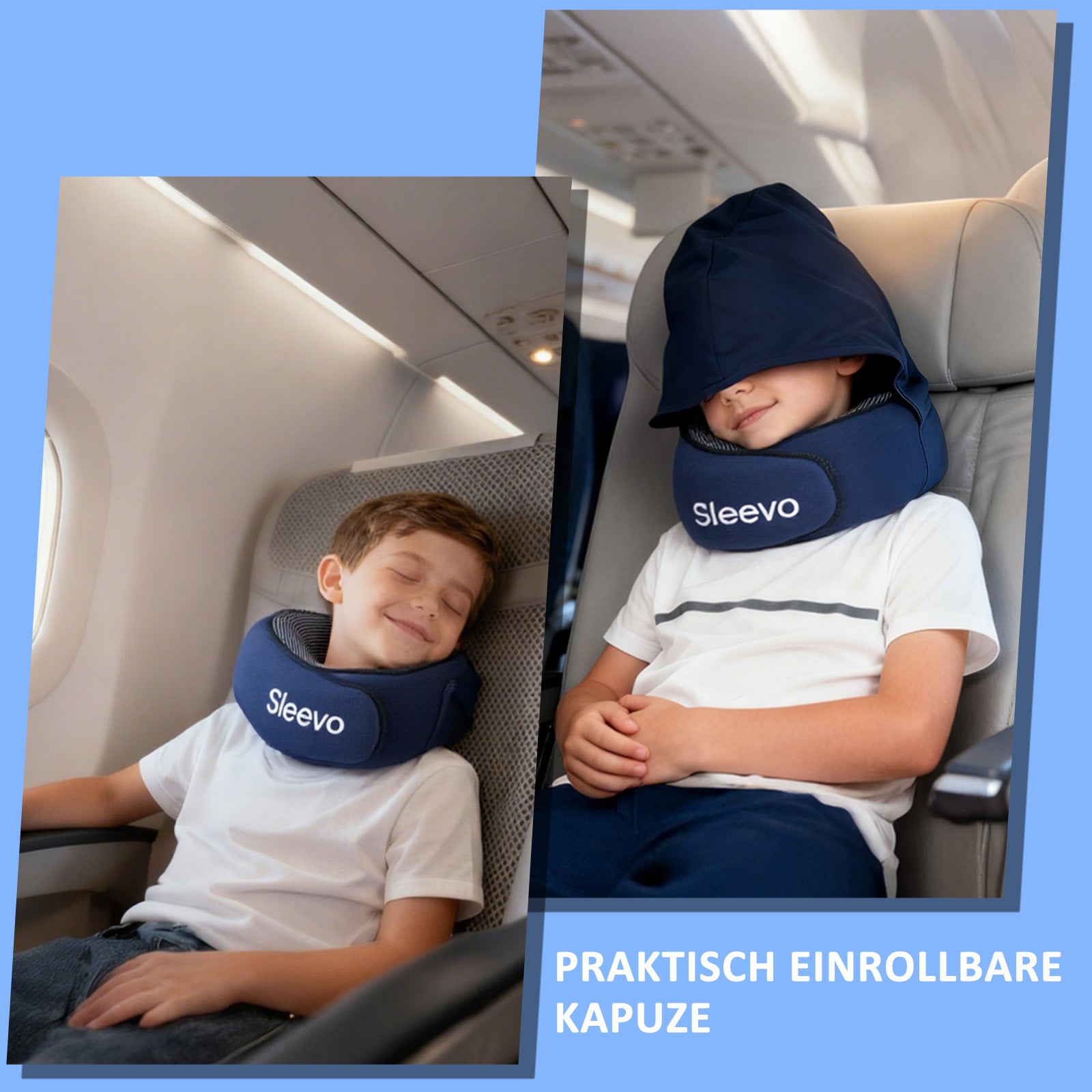Sleevo Kinder Nackenkissen mit Kapuze