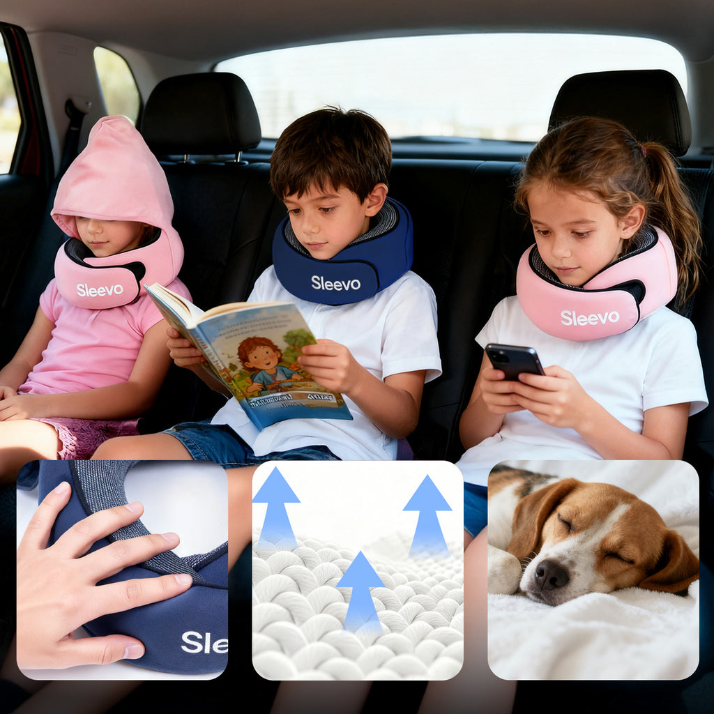 Sleevo Kinder Nackenkissen mit Kapuze