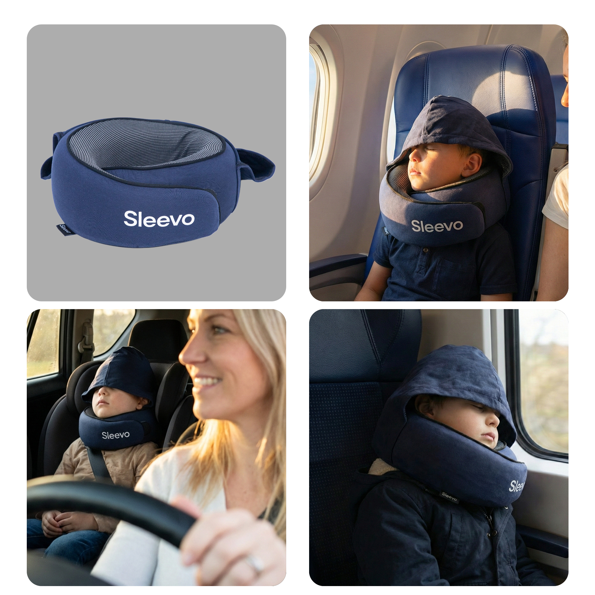 Sleevo Kinder Nackenkissen mit Kapuze